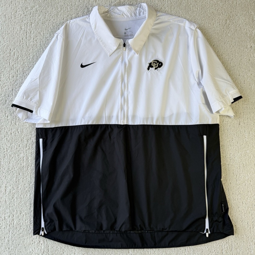 Men's XL Nike White/Black Colorado Buffs Half-Zip Lightweight Coaches Jacket $70